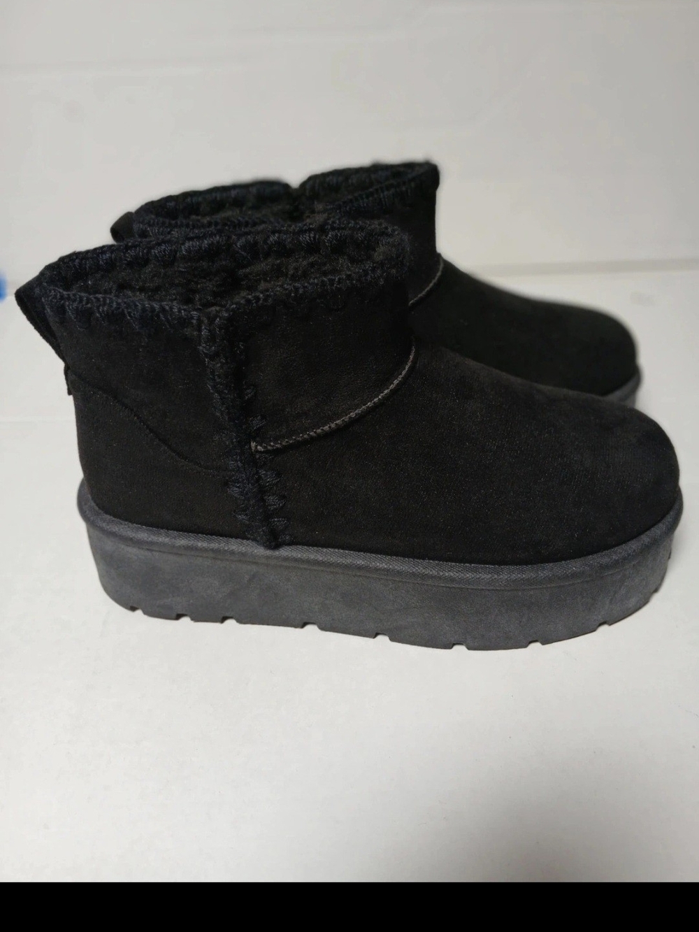 bamboo Ultra Mini Platform Black Ankle Boots